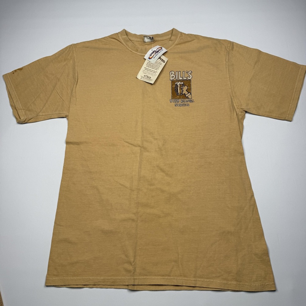Vintage Crazy Shirts Bill's Beer Removal Shirt Mens Large Beige Beer Dyed